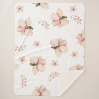Manta Sherpa Patrón floral continuo de acuarela suave