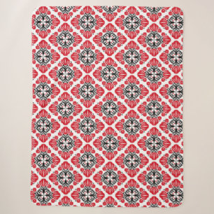 Manta Sherpa Patrón floral de baldosas. Arte popular en flor.