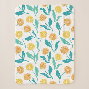 Manta Sherpa Patrón floral de Dandelion amarillo - Inspirado en
