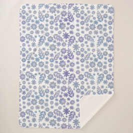 Manta Sherpa Patrón floral de gris y lavanda