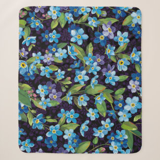 Manta Sherpa Patrón floral de la elegancia olvido-yo-no