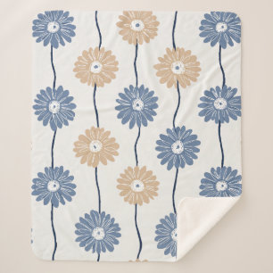 Manta Sherpa Patrón floral de margarita minimalista (6)