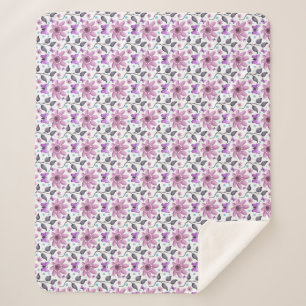 Manta Sherpa Patrón floral de mariposa morada Cottagecore lindo