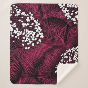 Manta Sherpa Patrón floral dibujado a mano con flores de cameli