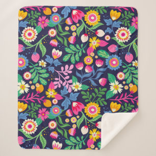 Manta Sherpa Patrón floral exótico pintado a mano