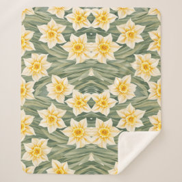 Manta Sherpa Patrón floral Flores de Daffodil