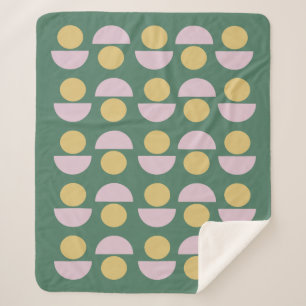 Manta Sherpa Patrón floral geométrico escandinavo en verde