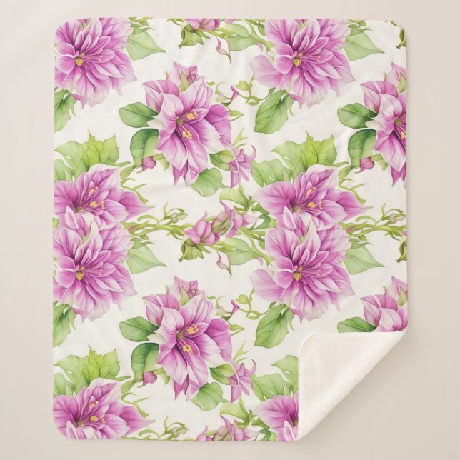 Manta Sherpa Patrón floral I Flores de Lima (Anverso)