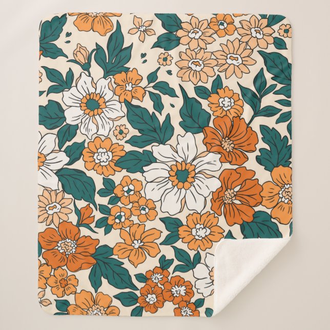 Manta Sherpa Patrón floral inmaculado. Bac estilo libertinaje (Anverso)