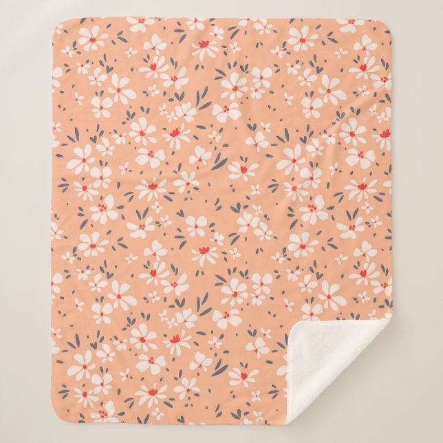 Manta Sherpa Patrón floral lindo en la flor pequeña. Ditsy pri (Anverso)