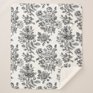 Manta Sherpa Patrón floral Rosa de época