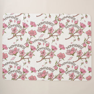 Manta Sherpa Patrón floral rosa de flor de cerezo Momfulness