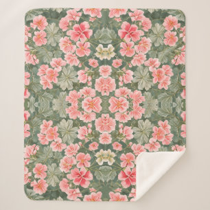 Manta Sherpa Patrón floral sin soldadura Flores de geranio