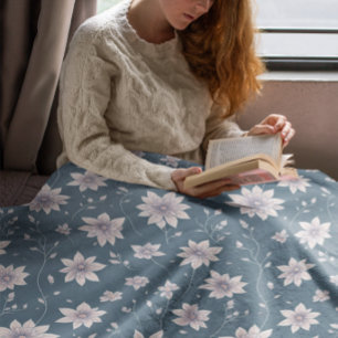 Manta Sherpa Patrón floral sobre fondo Verde azulado