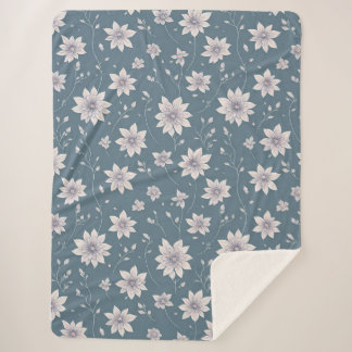 Manta Sherpa Patrón floral sobre fondo Verde azulado