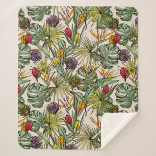 Manta Sherpa Patrón floral tropical