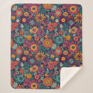 Manta Sherpa Patrón floral, un ramo de flores coloridas,