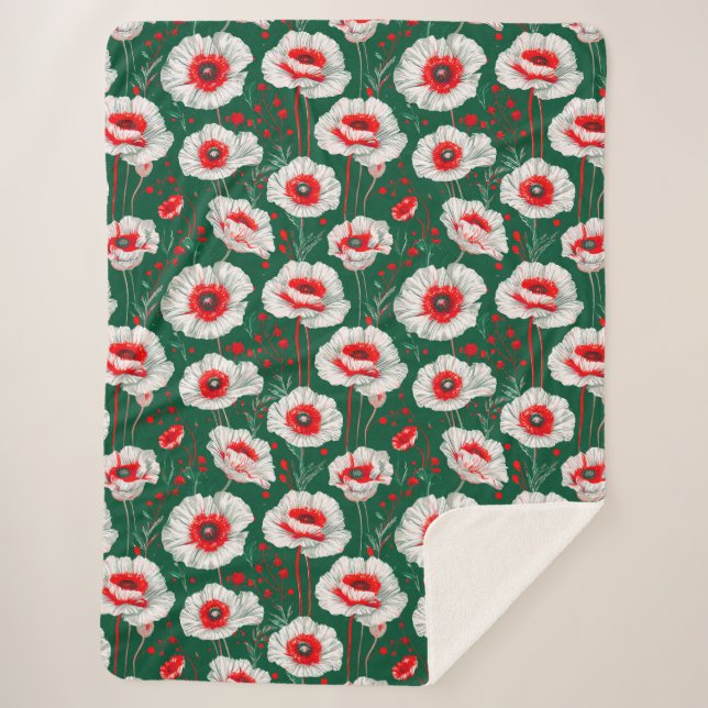 Manta Sherpa Patrón floral vibrante (Anverso)