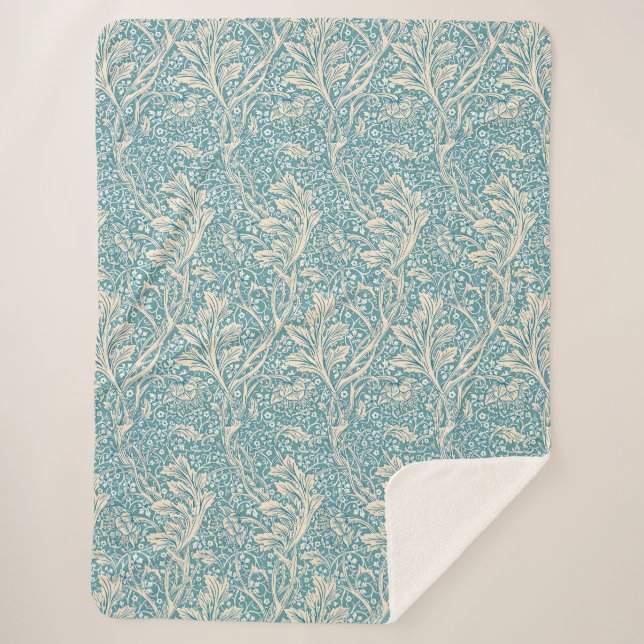Manta Sherpa Patrón floral William Morris Arcadia (Anverso)