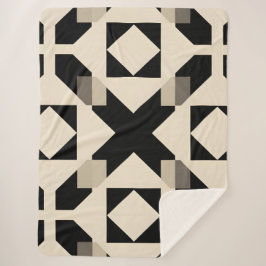 Manta Sherpa Patrón geométrico abstracto con negro contrastante