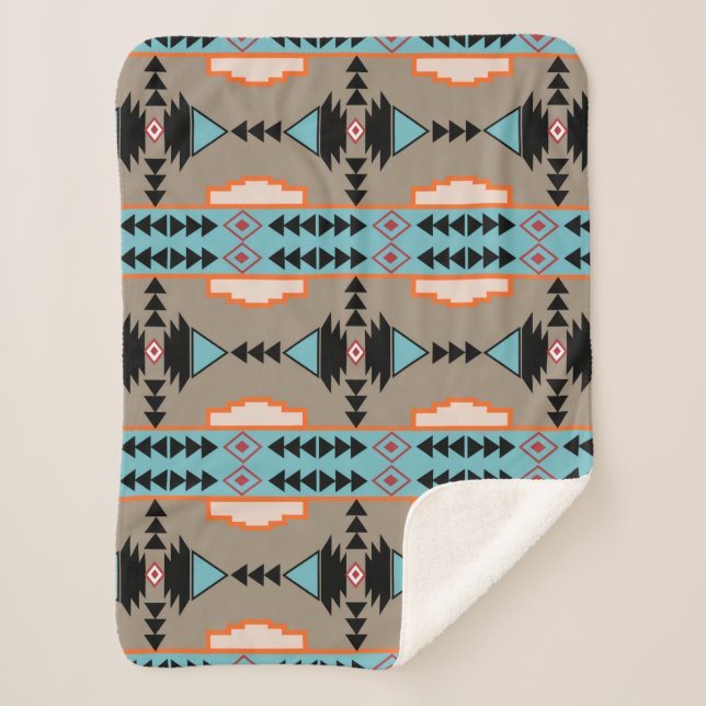 Manta Sherpa Patrón geométrico azteca mexicano (Anverso)