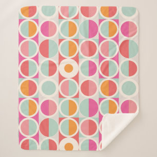 Manta Sherpa Patrón geométrico azul Naranja rosa