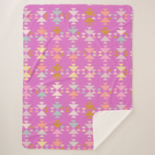 Manta Sherpa Patrón geométrico boho moderno rosa púrpura acoged