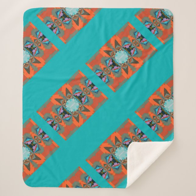 Manta Sherpa Patrón geométrico colorido del sudoeste (Anverso)