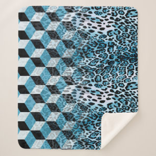Manta Sherpa Patrón geométrico con piel de leopardo, patata d