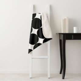 Manta Sherpa Patrón geométrico de círculo retro blanco y negro