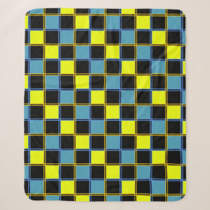 Manta Sherpa Patrón geométrico de color azul amarillo