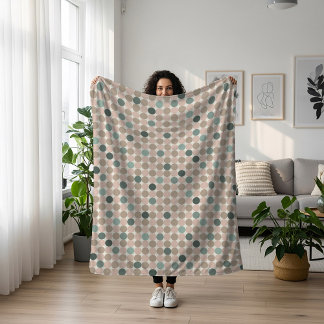 Manta Sherpa Patrón geométrico de puntos de polka verdes y rosa