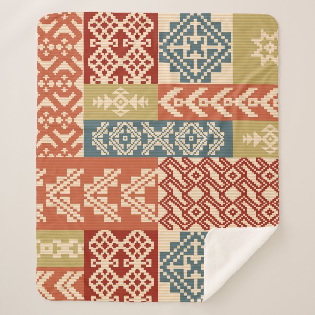 Manta Sherpa Patrón geométrico de trabajo en banda de búsqueda (Anverso)