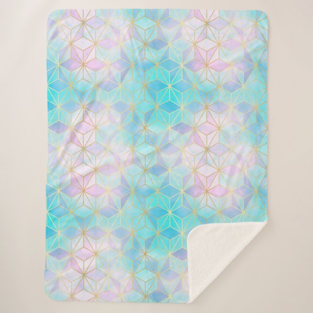 Manta Sherpa Patrón geométrico de vidrio irlandés (Anverso)