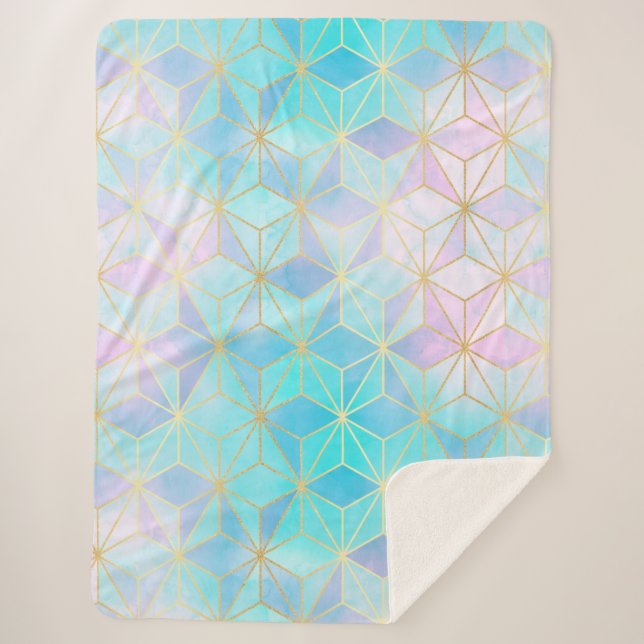 Manta Sherpa Patrón geométrico de vidrio irlandés (Anverso)