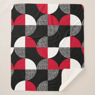 Manta Sherpa Patrón geométrico de yeso negro, rojo y blanco.