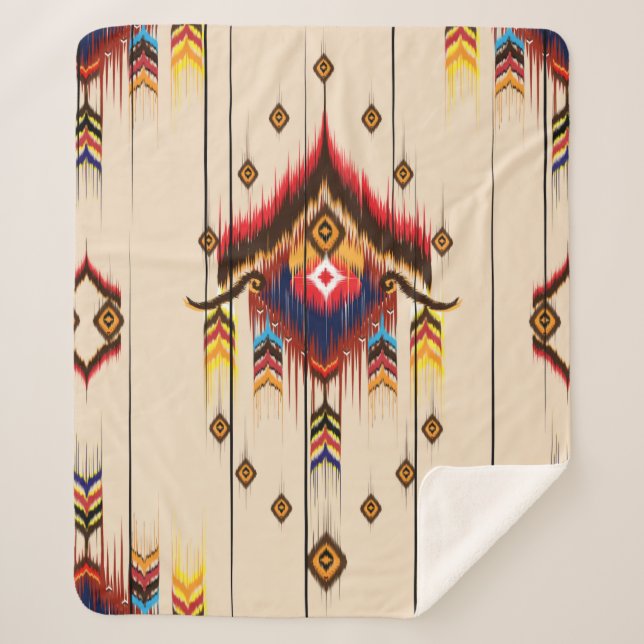 Manta Sherpa Patrón geométrico étnico abstracto, geométrico Ika (Anverso)