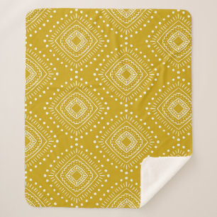 Manta Sherpa Patrón geométrico étnico: amarillo dorado, blanco