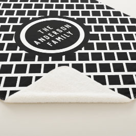 Manta Sherpa Patrón geométrico moderno blanco y negro