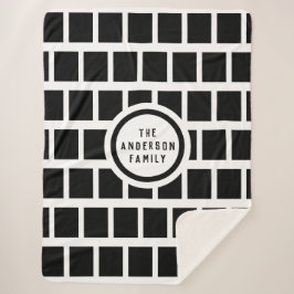 Manta Sherpa Patrón geométrico Moderno Sherpa Blanco y Negro Bl