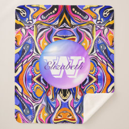 Manta Sherpa Patrón Geométrico Monogramado Artdeco Vivid