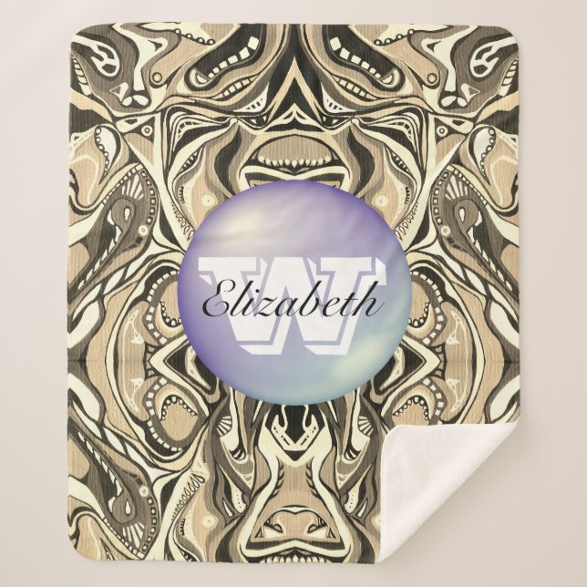 Manta Sherpa Patrón Geométrico Monogramado Artdeco Vivid (Anverso)