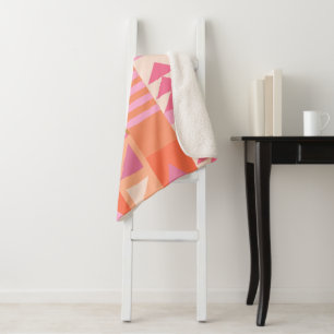 Manta Sherpa Patrón geométrico negrita en rosa y Naranja