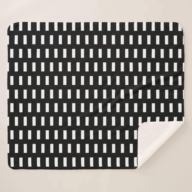 Manta Sherpa Patrón geométrico preppy negro y blanco (Anverso (horizontal))