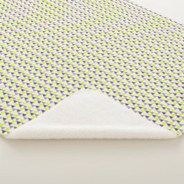 Manta Sherpa Patrón Geométrico Púrpura Verde Lime Moderno