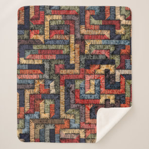 Manta Sherpa Patrón geométrico sin fisuras bordado. Étnica y