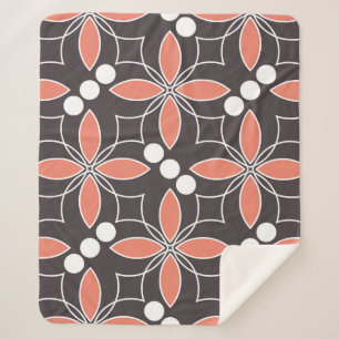 Manta Sherpa Patrón geométrico sin foco con flores. arte. 