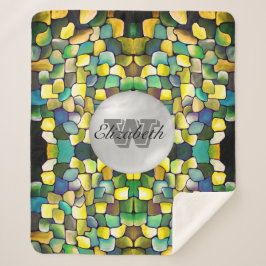 Manta Sherpa Patrón Geométrico Vivid Monogramado de Verdor