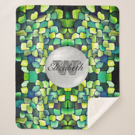 Manta Sherpa Patrón Geométrico Vivid Monogramado de Verdor