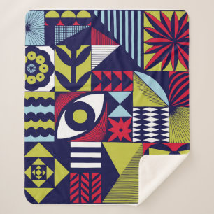 Manta Sherpa Patrón gráfico de estilo escandinavo o retro. Mano